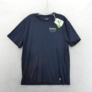 League Shirt Mens Large Monarch Mountain Chaffee County Navy Blue Recycled Poly